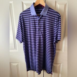 GRAYSON Savannah Performance Golf Pickleball Polo in Taro Purple/Blue Stripe L